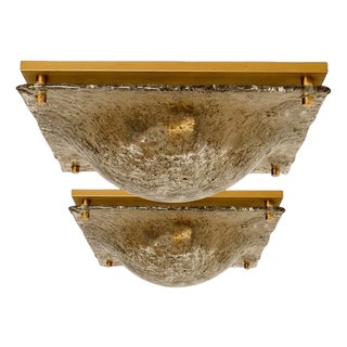 Textured Glass Flush Mount or Wall Light attributed to Kalmar, 1960s For Sale