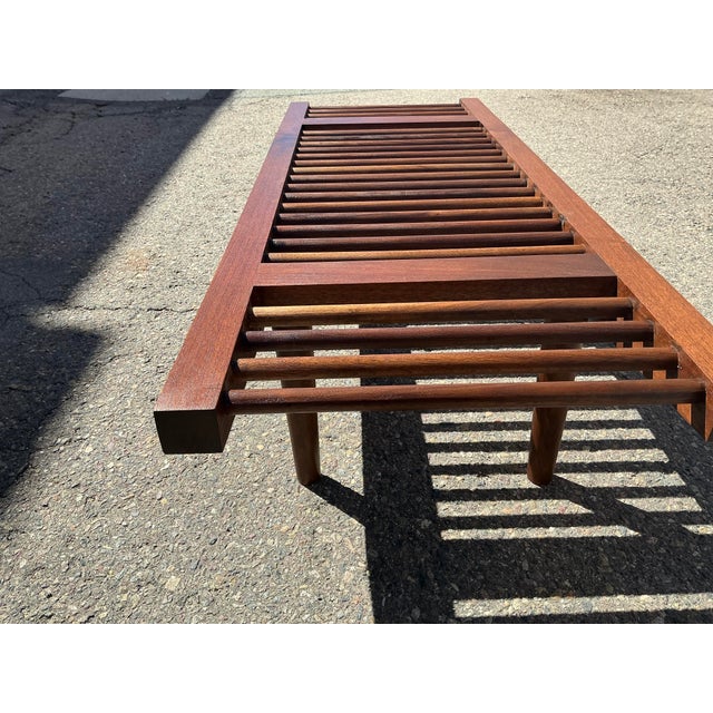 1990s Walnut Bench in Manner of Milo Baughman for Glenn of California For Sale - Image 9 of 14