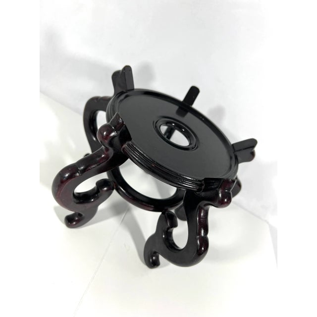 Chinoiserie Vintage Chinese Dark Brown Rosewood Display Stand or Pedestal 5” For Sale - Image 3 of 5