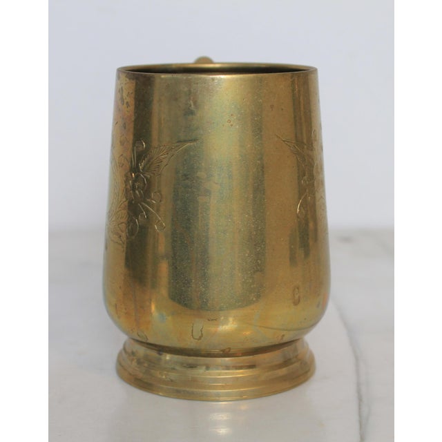 Vintage Etched Brass Mug For Sale - Image 4 of 9