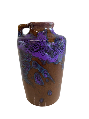 Mid-Century Brown, Purple and Blue Ceramic Vase from Scheurich, 1954