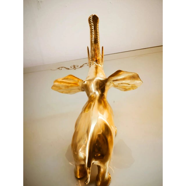 Metal Vintage Gold Brass Elephant For Sale - Image 7 of 12