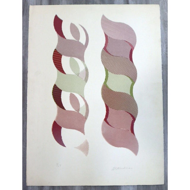 Late 20th Century Woodman Pink Swirl Abstract Contemporary Unframed For Sale - Image 5 of 5
