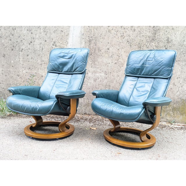 Stressless Leather Armchairs by Ekornes, Norway, 1980, Set of 2 For Sale - Image 14 of 14