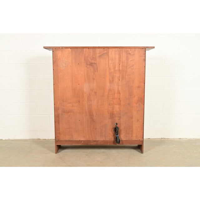 Stickley Harvey Ellis Collection Arts & Crafts Inlaid Oak and Leaded Glass Bookcase With Drop Front Secretary Desk For Sale - Image 17 of 18