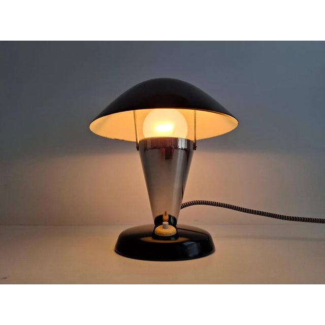Bauhaus Bauhaus Mushroom Table Lamp with Adjustable Shade, Czechoslovakia, 1930s For Sale - Image 3 of 15