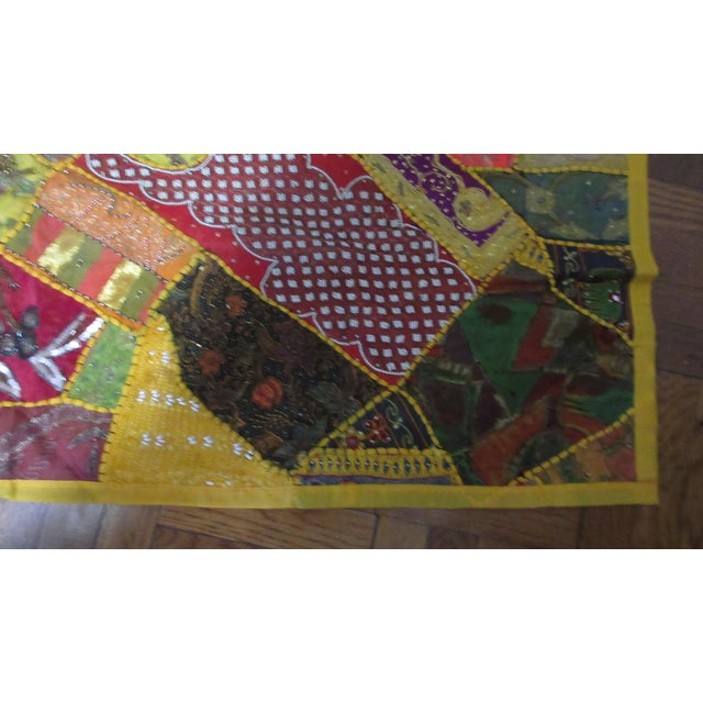 Vivid Embroidered Patchwork Quilt Handcrafted Textile Art - Jerusalem 36"x24" For Sale - Image 11 of 16