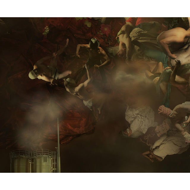 Early 21st Century Climatechange by Mariska Karto | Hyperphotocollage on metal chaotic scene of people and nature For Sale - Image 5 of 5