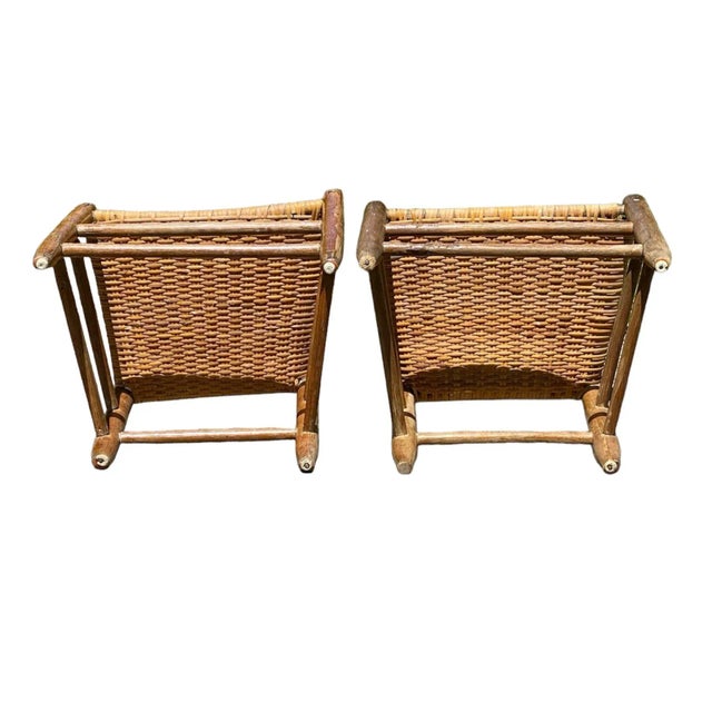 Pair of 19th Century Antique Southern Ladderback Side Chairs - Splint Woven Seats For Sale - Image 9 of 9