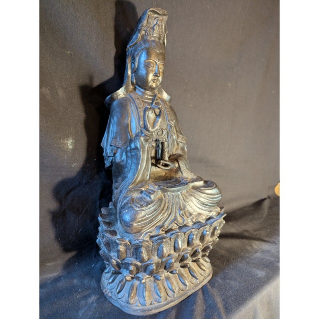 Asian Cast Iron Bodhisattva For Sale - Image 3 of 5