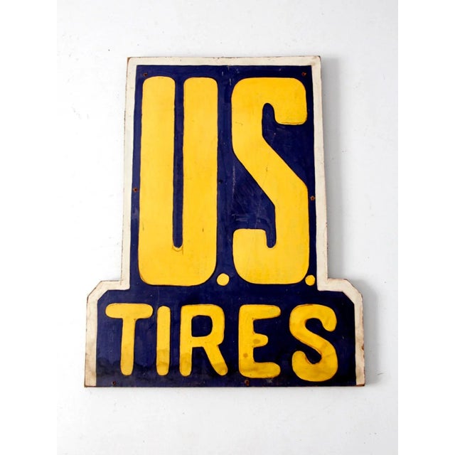Mid 20th Century Vintage Us Tires Sign For Sale - Image 5 of 12