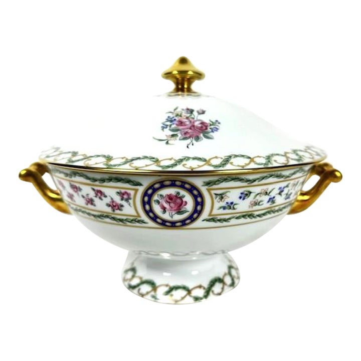 Mid 20th Century Haviland Limoges "louveciennes" Round Soup Tureen