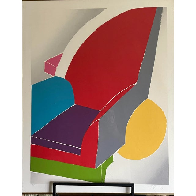 Postmodern Memphis 1980’s “There Chair" Postmodern Still Life Limited Lithograph by J. Jamo For Sale - Image 3 of 6
