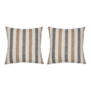 Knotted Stripe Charcoal 26x26 Pillow, A Pair For Sale