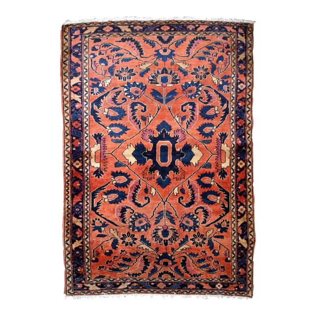 1920s Antique Handmade Persian Lilihan Rug For Sale