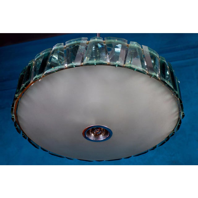 Green Mid-Century Round Crystal and Chrome Pendant from Fontana Arte, 1960 For Sale - Image 8 of 16