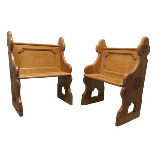 Arts and Crafts Hall Chairs in the style of Pugin, 1880, Set of 2 For Sale