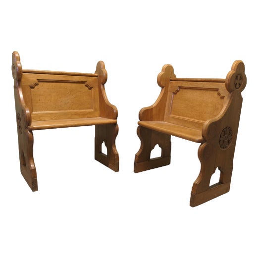 Arts and Crafts Hall Chairs in the style of Pugin, 1880, Set of 2 For Sale