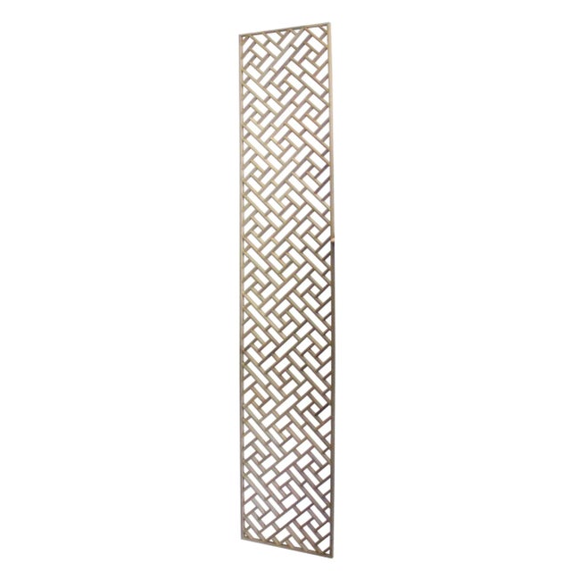 Asian Narrow Long Rectangular Plain Wood Geometric Pattern Wall Panel For Sale - Image 3 of 6