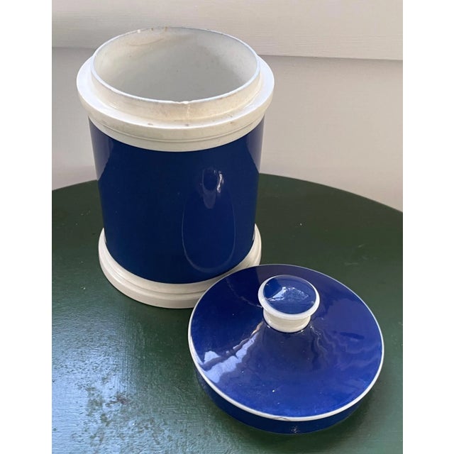 Antique 19th Century French Bright Blue Pottery Apothecary Jar For Sale - Image 9 of 11