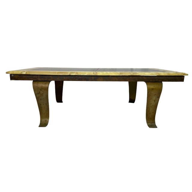 1960s Arturo Pani for Muller Black & Honey Onyx Coffee Table With Bronze Base, Mexico For Sale - Image 10 of 13
