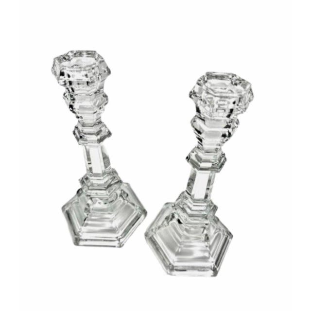 Tiffany & Co. Crystal Candlestick Acid Etched Mark - A Pair For Sale - Image 9 of 9