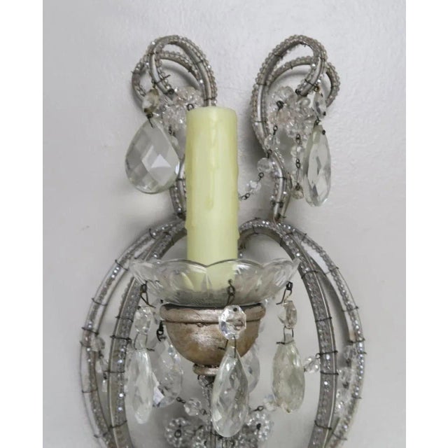 Pair of Six-Light Italian Crystal Beaded Sconces For Sale - Image 9 of 9