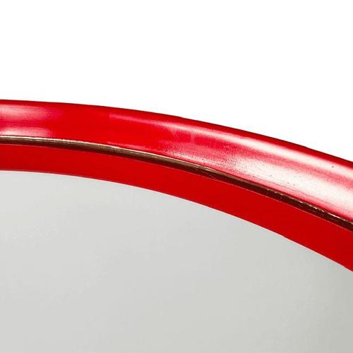 What a gem, this Mid-century space age mirror in red, made of solid wood by the Dutch company O.W. Hack from the 1960s....