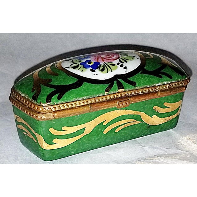 Green 1950s Limoges Porcelain Trinket Box For Sale - Image 8 of 8