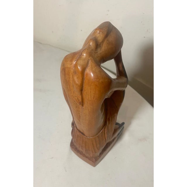 Antique Hand Carved Abstract Modernist Nude Lady Wood Figural Sculpture Statue For Sale - Image 10 of 12