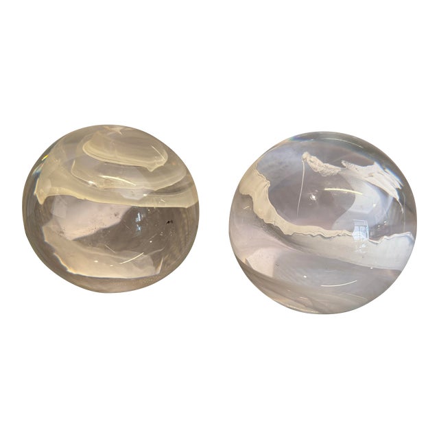 French Lucite Spheres, Pair For Sale