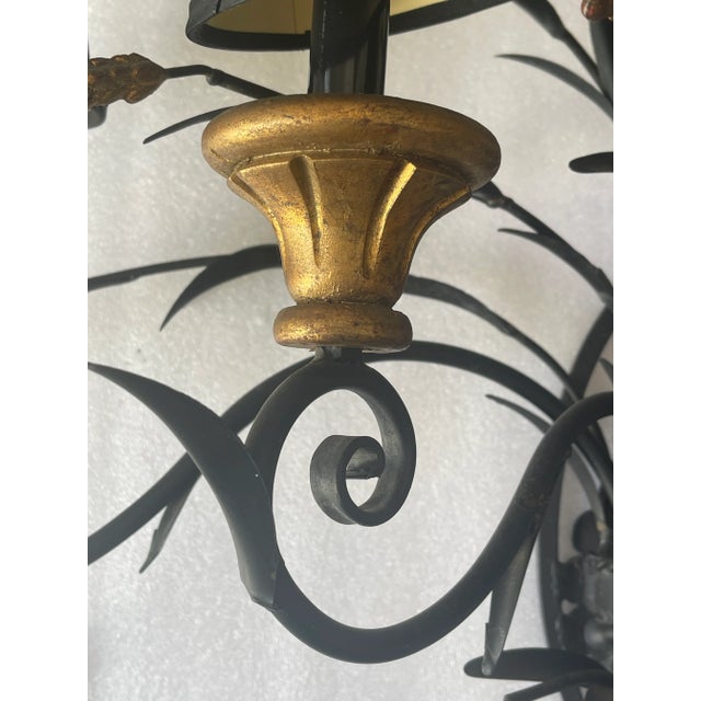 Large 37” vintage sheaf of wheat scones, electrified, in original colours. Black pleated shades available.