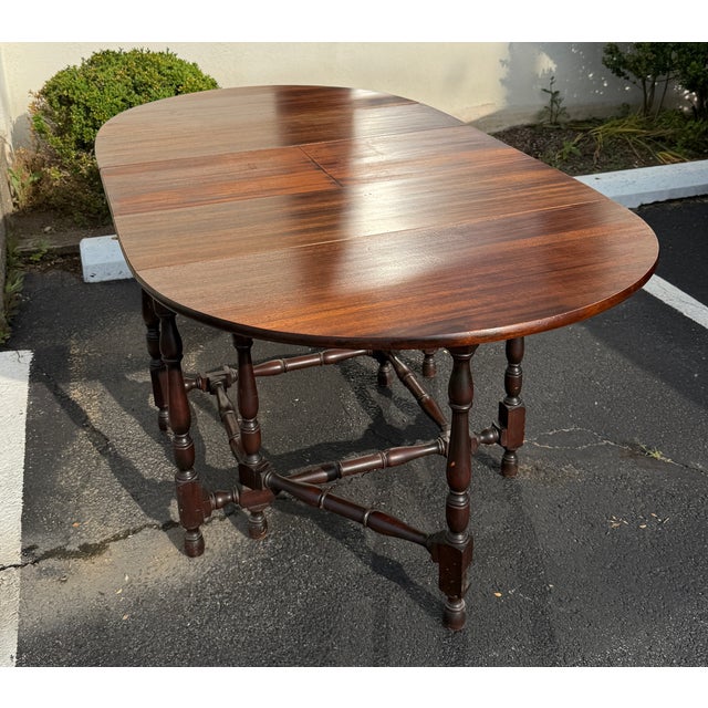 Antique Elite Furniture Co Mahogany Gate Leg Drop Leaf Expandable Table For Sale In Philadelphia - Image 6 of 16