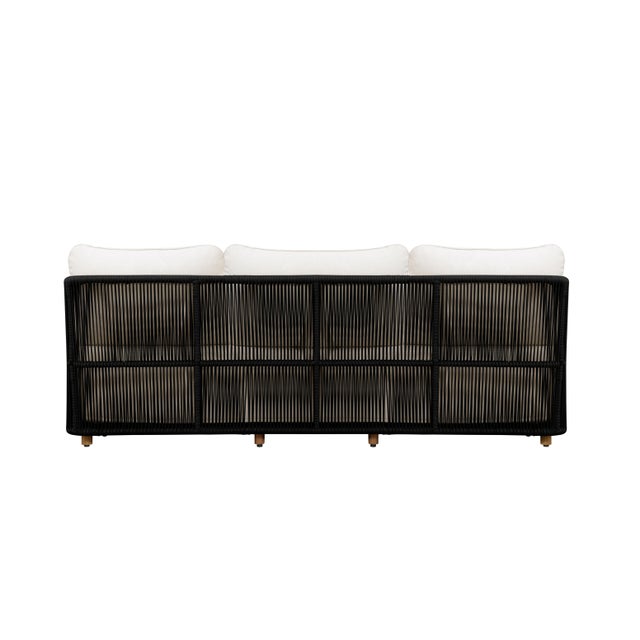 Alpine Teak Wood Outdoor Sofa With Black Rope Design For Sale - Image 12 of 14