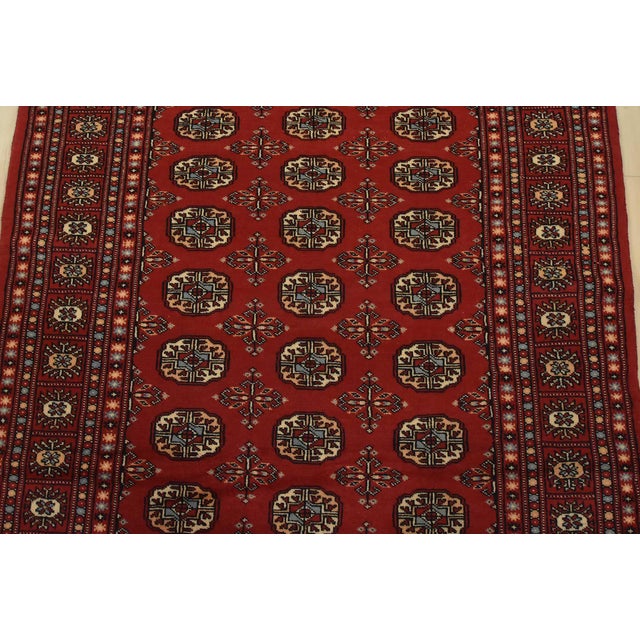 2020s Bokhara Rug 4’1” X 6’4” Red Wool Tribal Hand-Knotted Oriental Carpet For Sale - Image 5 of 11