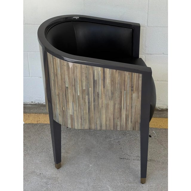 Jonathan Charles Jonathan Charles Terra Barrel Back Dining Chairs Pair For Sale - Image 4 of 8