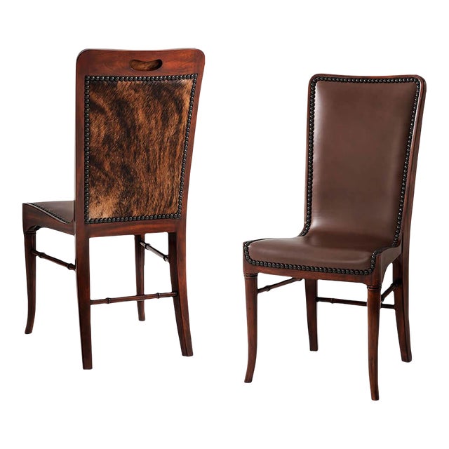 Set of 2 Modern Leather Dining Chairs Chairish
