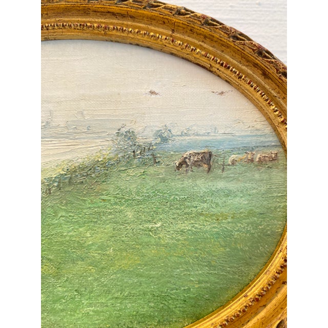 Cows in Pasture, 1920s, Oil on Canvas, Framed For Sale - Image 7 of 8