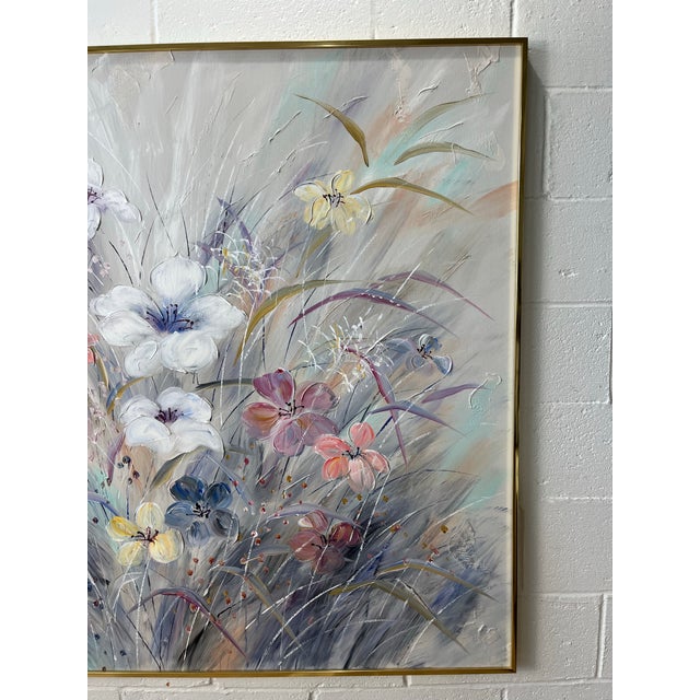 Large Signed Lee Reynolds Floral Still Life Painting in Original Brass Frame For Sale In New York - Image 6 of 9
