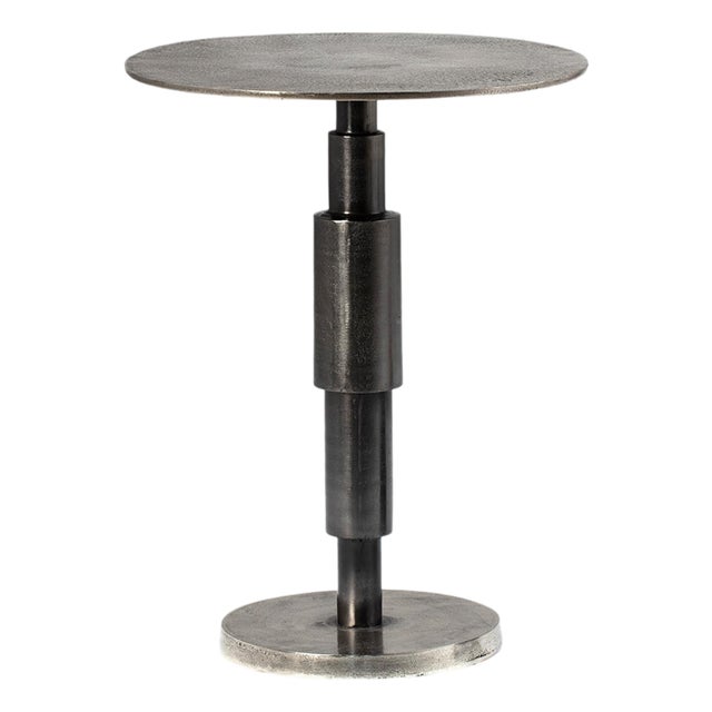 Blackened Nickel Deco Side Table For Sale