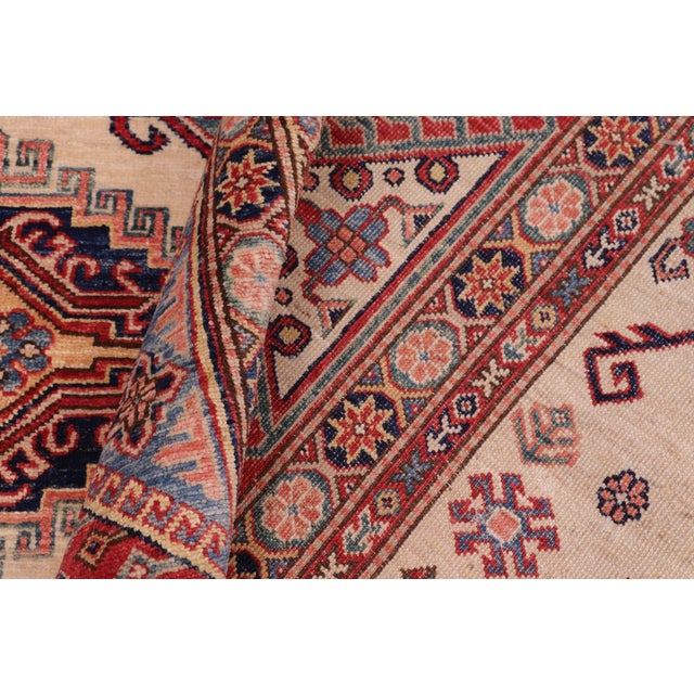 Ivory Southwestern Super Kazak Ivory/Red Wool Rug - 8'8'' X 12'4'' For Sale - Image 8 of 10