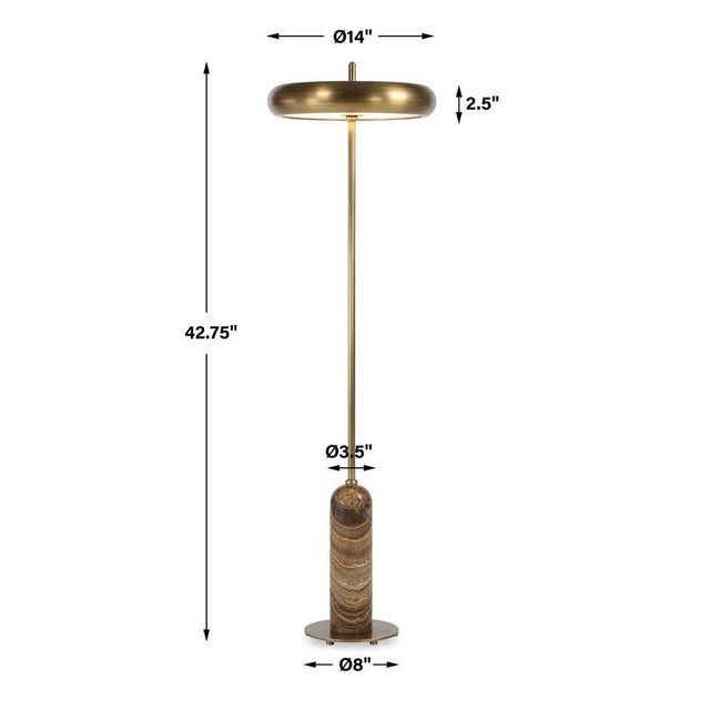 Metal Mod Brass Beret & Marble Floor Lamp For Sale - Image 7 of 7