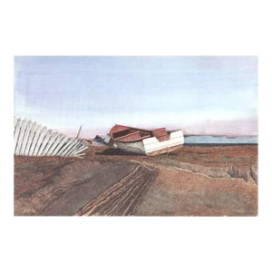 1988 Dwight Baird 'High 'n Dry, Prince-Edward Island' Outsider Art Brown,White,Blue USA Offset Lithograph