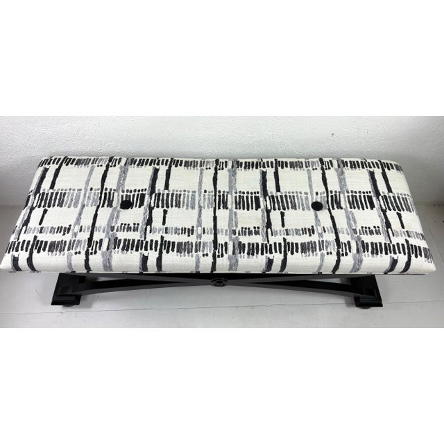 Mid-Century Vintage Empire Inspired Newly Upholstered Bench For Sale - Image 4 of 12