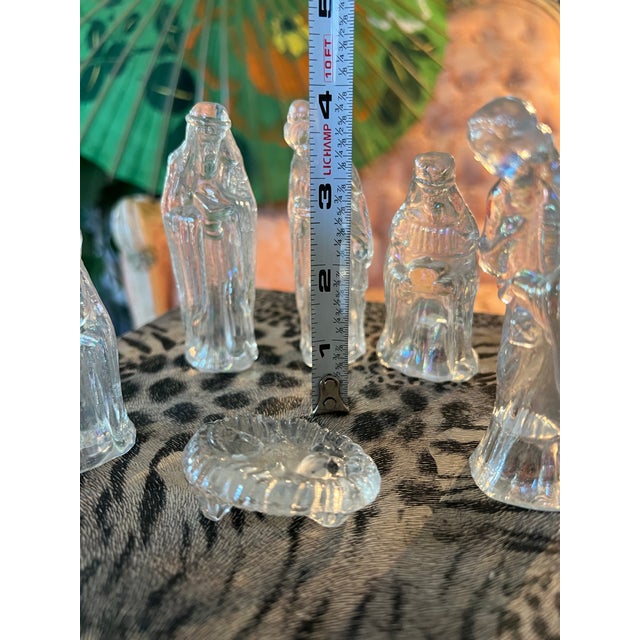 Glass Vintage Glass Miniature Nativity Christmas Set For Sale - Image 7 of 9