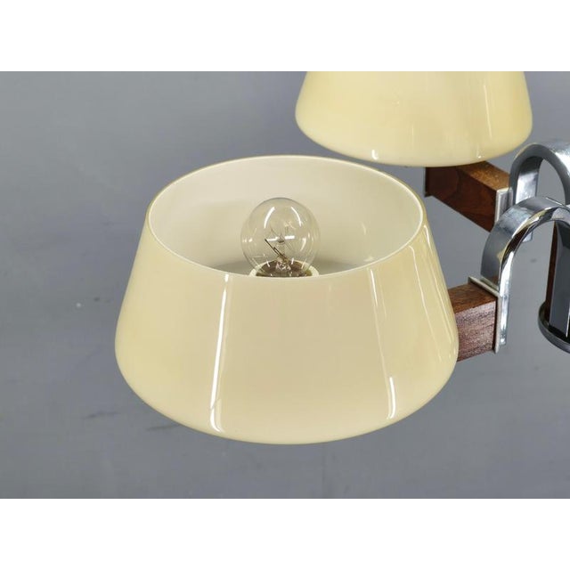 Metal Art Deco Chandelier in Chrome, Wood and Glass, Czechoslovakia, 1930s For Sale - Image 7 of 14