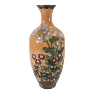 20th Century Japanese Cloisonne Enamel Vase With Flowers