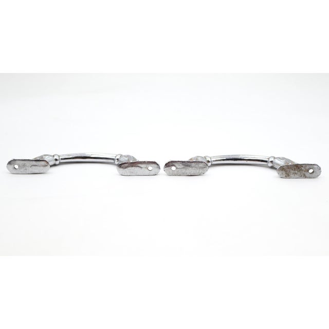 Pair of Vintage 6.625 In. Chrome Brass Cabinet Drawer Pulls For Sale - Image 6 of 6