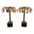 Late 20th Century Pair of Maison Jansen Style Gilt Metal Palm Tree Table Lamps For Sale