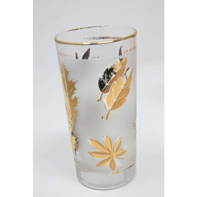 Vintage Eight Highball Gold Glasses in a Brass Cart by Fred Press - 9 Pieces For Sale - Image 9 of 13